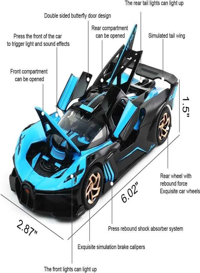 Sky Tech® Bugatti Bolide Sports SUV Car 1:32 Scale Model Car Exclusive Alloy Metal Pull Back Die-cast Diecast Metal Pullback Toy Openable Doors & Light Music Best Gifts Kids【Colors as Per Stock 】 - Image 3